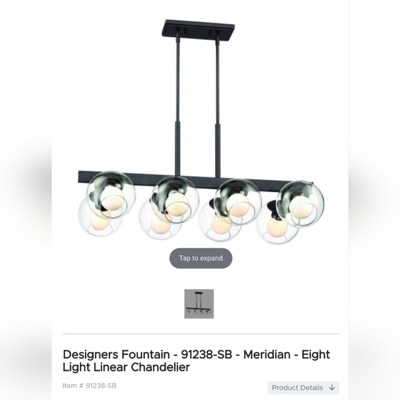 Designers Fountain Meridian 8 Light Linear Chandelier in Satin Bronze